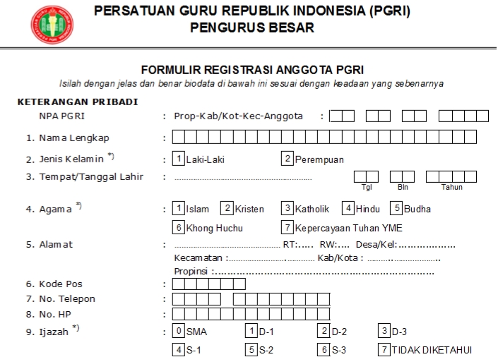 Pendaftaran PGRI Saburai Jua - Persatuan Guru Republik Indonesia Cabang Saburai Jua